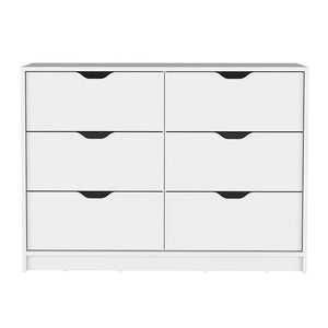 English Elm Basilea 4-Drawer Dresser with 2 Cabinets White — Spacious Top, Smooth Pull-Out Drawers, Shoe Storage B20092139