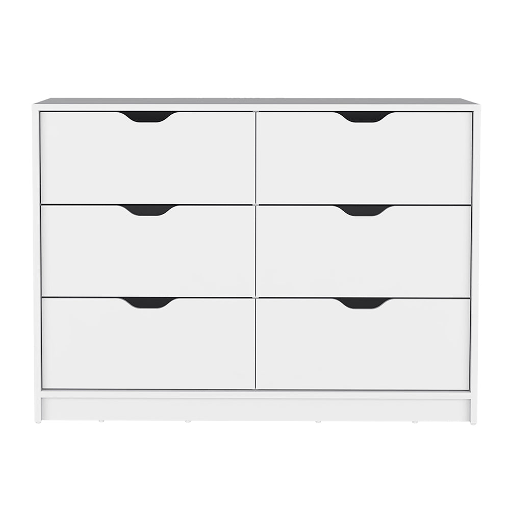 English Elm Basilea 4-Drawer White Dresser with 2 Lower Cabinets, Spacious Top, Pull-Out Drawers for Easy Access B07092139