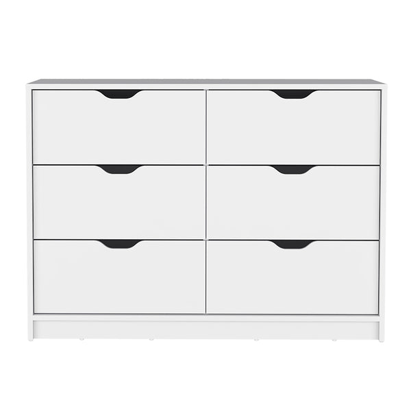 English Elm Basilea 4-Drawer White Dresser with 2 Lower Cabinets, Spacious Top, Pull-Out Drawers for Easy Access B07092139