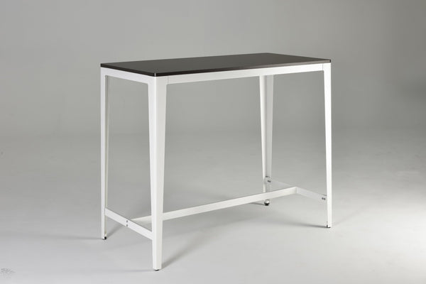 English Elm Farmhouse Counter Height Dining Table Brown Mdf Top White Metal Frame Modern B091P184054