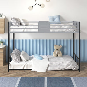 English Elm Metal Twin Over Twin Bunk Bed – Heavy-Duty Steel Frame, Noise-Reducing, Convertible With Guardrail W427P154977