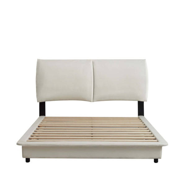 English Elm Upholstered Wingback Queen Bed Corduroy Channel Tufted Frame with Led Underlighting W1960P183848