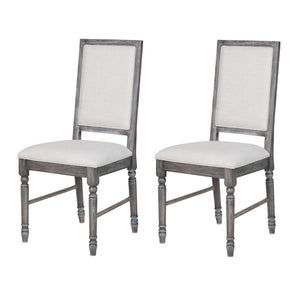 English Elm Cream Farmhouse Open Back Side Chairs Set Of 2 - Weathered Grey Finish, Comfortable & Stylish Design B062P182707