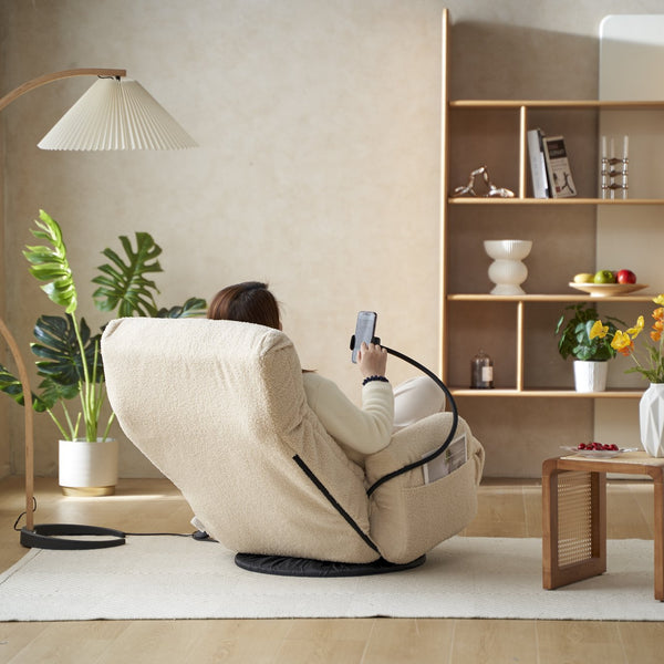 English Elm Adjustable ergonomic gaming lounge chair with 360° swivel, spring seat comfort and phone holder Beige W244P172637