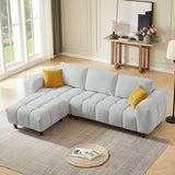 English Elm 111.81 Inch Convertible Sectional Sofa Couch, L Shaped Sofa With Fabric Couch,Modern Design Cream Style Marshmallow Sofa For Living Room and Office,Grey