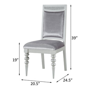 English Elm Grey Upholstered Side Chairs Set Of 2 - Elegant Rhinestone Accents & Platinum Finish For Glamour B062P182702