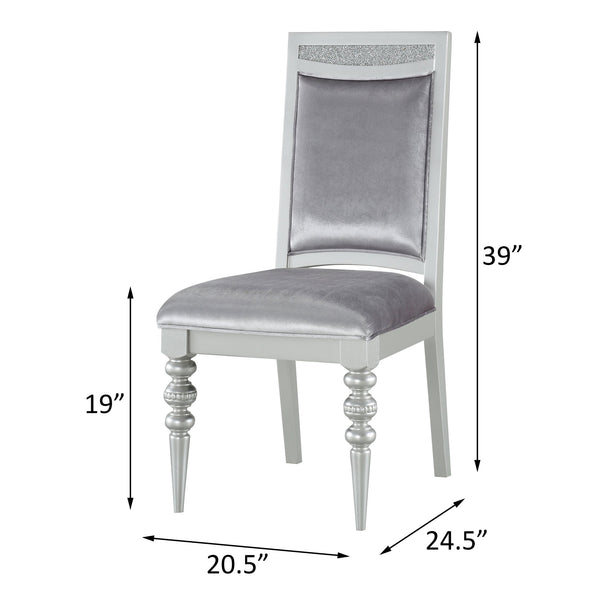 English Elm Grey Upholstered Side Chairs Set Of 2 - Elegant Rhinestone Accents & Platinum Finish For Glamour B062P182702