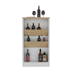 English Elm Syrah Multicolor Kitchen Island with Wide Durable Top, Bottle Display Shelves & Low Storage Shelf B070102697