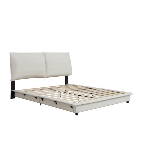 English Elm Upholstered Wingback Queen Bed Corduroy Channel Tufted Frame with Led Underlighting W1960P183848