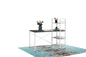 English Elm Reversible 2in1 Desk and Bookshelf Mdf Top Steel Frame Compact Home Office B091P183994