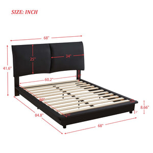 English Elm Upholstered Wingback Queen Bed Corduroy Tufted Frame with Motion Led Underlighting W1960P183851