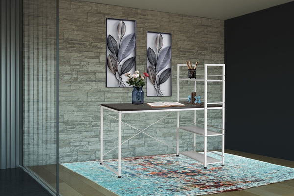 English Elm Reversible 2in1 Desk and Bookshelf Mdf Top Steel Frame Compact Home Office B091P183994