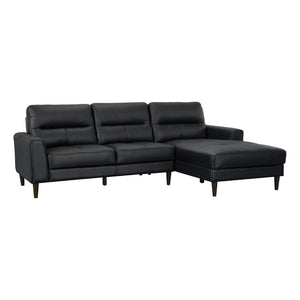 English Elm Modern Mid-century 2-piece Sectional with Right Chaise Top Grain Leather Living Room B011S00895