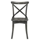 Rustic Grey Wooden Side Chairs, X-Cross Back Design, Set of 2 - Vintage Charm for Dining & Kitchen Spaces