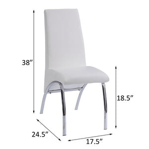 English Elm White White and Chrome Armless Solid Back Side Chair Set of 2 — Faux Leather Seating, Sleek Metal Legs, Modern Elegance B062P182720