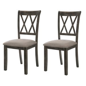 English Elm Beige Vintage Cross Back Side Chairs (Set Of 2) - Weathered Grey Wood, Cozy Farmhouse Style, Durable Design B062P182726