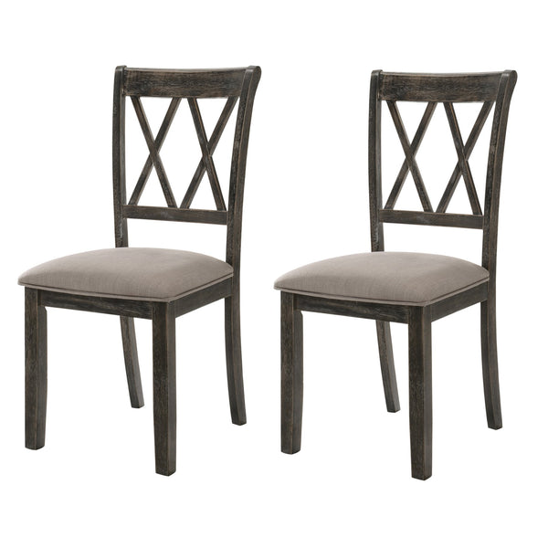 English Elm Beige Vintage Cross Back Side Chairs (Set Of 2) - Weathered Grey Wood, Cozy Farmhouse Style, Durable Design B062P182726
