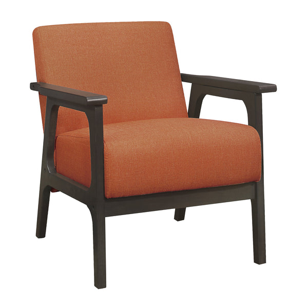 English Elm Orange Ocala Upholstered Accent Chair with Antique Gray Rubberwood Frame, Textured Orange Fabric, Compact Living Room Seat B011P184611