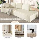 English Elm 125" Stylish Chaise Lounge Modern Indoor Lounge Sofa Sleeper Sofa With Clean Lines For Living Room, Beige