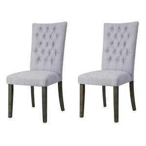 English Elm Grey Linen Side Chairs Set Of 2 – Stylish Button-Tufted Design With Grey Oak Finish For Versatile Use B062P182719