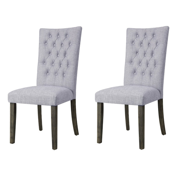 English Elm Grey Linen Side Chairs Set Of 2 – Stylish Button-Tufted Design With Grey Oak Finish For Versatile Use B062P182719