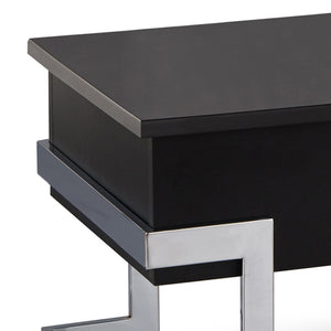 English Elm Black Black High Gloss and Chrome Coffee Table with Lift Top, Dual Storage, Half-Lift/Glide Design, Sleek Legs B062P181356