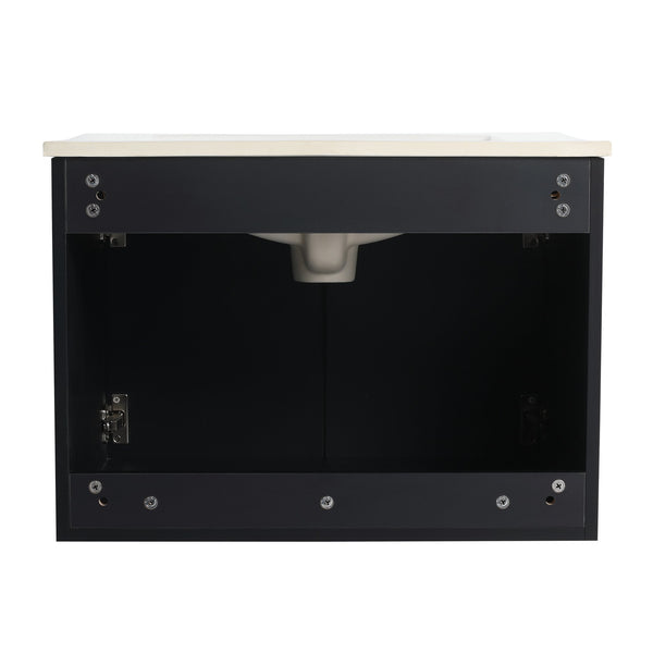 English Elm 24'' Floating Wall-Mounted Bathroom Vanity With Soft-Close Doors & Ceramic Sink For Modern Spaces W999S00176