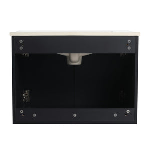 English Elm 24'' Floating Wall Mounted Vanity with Ceramic Basin and Soft Close Cabinet Doors W999P169935