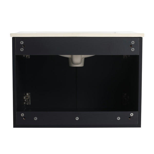 English Elm 24'' Floating Wall Mounted Vanity with Ceramic Basin and Soft Close Cabinet Doors W999P169935