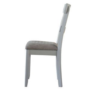 English Elm Two Two Tone Grey Ladder Back Side Chairs Set of 2 – Pearl Grey Upholstered Seats, Tapered Legs, Diamond Pattern (41.5"H) B062P182718