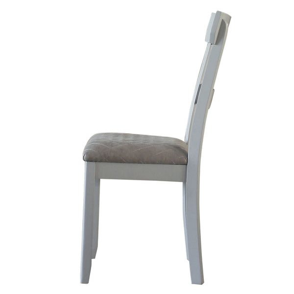English Elm Two Two Tone Grey Ladder Back Side Chairs Set of 2 – Pearl Grey Upholstered Seats, Tapered Legs, Diamond Pattern (41.5"H) B062P182718