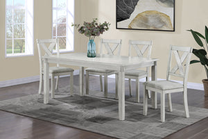 English Elm Rustic Driftwood 5-Piece Counter Height Dining Set with Square Tapered Table and Upholstered Stools Antique White+Gray 64 L x 40 W x 16 H B011P184616