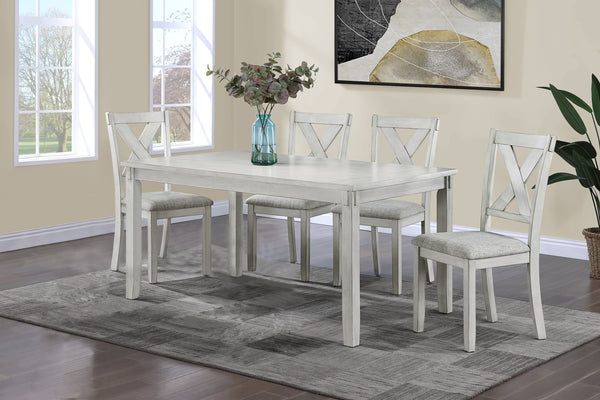 English Elm Rustic Driftwood 5-Piece Counter Height Dining Set with Square Tapered Table and Upholstered Stools Antique White+Gray 64 L x 40 W x 16 H B011P184616