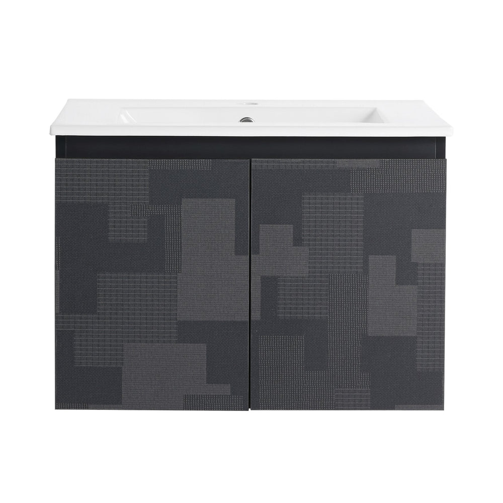English Elm 24'' Floating Wall-Mounted Bathroom Vanity With Ceramic Sink, Soft-Close Cabinet & Modern Design W999S00170