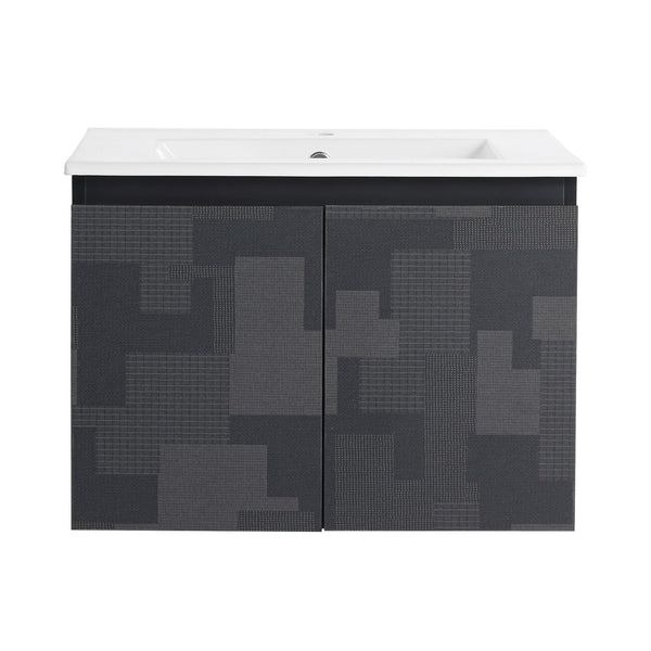 English Elm 24'' Floating Wall-Mounted Bathroom Vanity With Ceramic Sink, Soft-Close Cabinet & Modern Design W999S00170