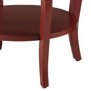English Elm Red Round Side Table with Bottom Shelf Red Wooden Accent Table 24.5"H Cabriole Legs Open Storage Stylish Decor B062P181366