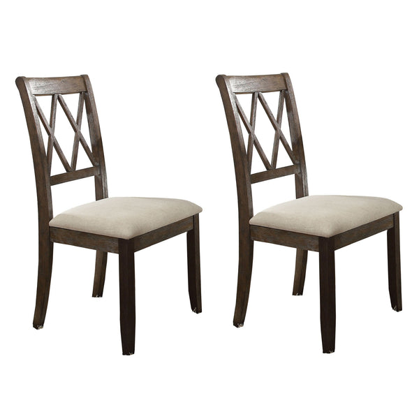 English Elm Beige Velvet Side Chair Set with Chrome X-Legs — Transitional Upholstered Dining Seating, Sturdy Support Beige+Brown B062P182724