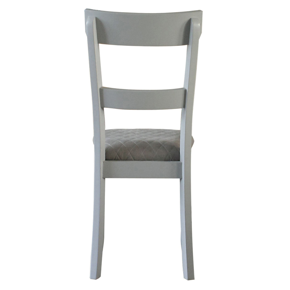 English Elm Two Two Tone Grey Ladder Back Side Chairs Set of 2 – Pearl Grey Upholstered Seats, Tapered Legs, Diamond Pattern (41.5"H) B062P182718
