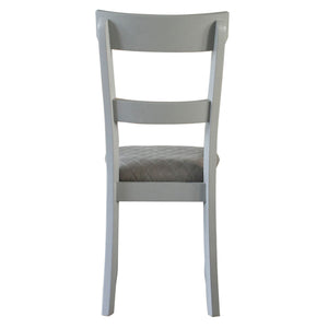 English Elm Two Two Tone Grey Ladder Back Side Chairs Set of 2 – Pearl Grey Upholstered Seats, Tapered Legs, Diamond Pattern (41.5"H) B062P182718