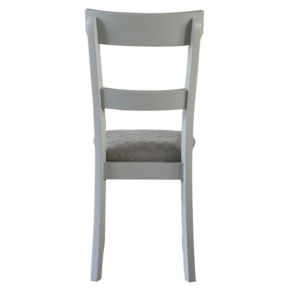 English Elm Two Two Tone Grey Ladder Back Side Chairs Set of 2 – Pearl Grey Upholstered Seats, Tapered Legs, Diamond Pattern (41.5"H) B062P182718