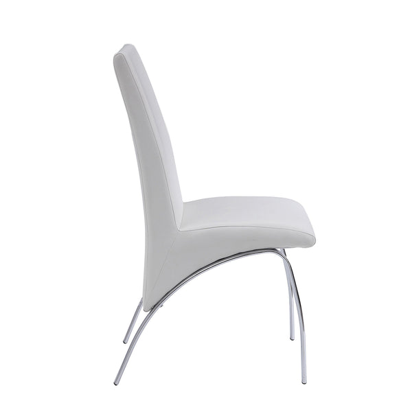 English Elm White White and Chrome Armless Solid Back Side Chair Set of 2 — Faux Leather Seating, Sleek Metal Legs, Modern Elegance B062P182720