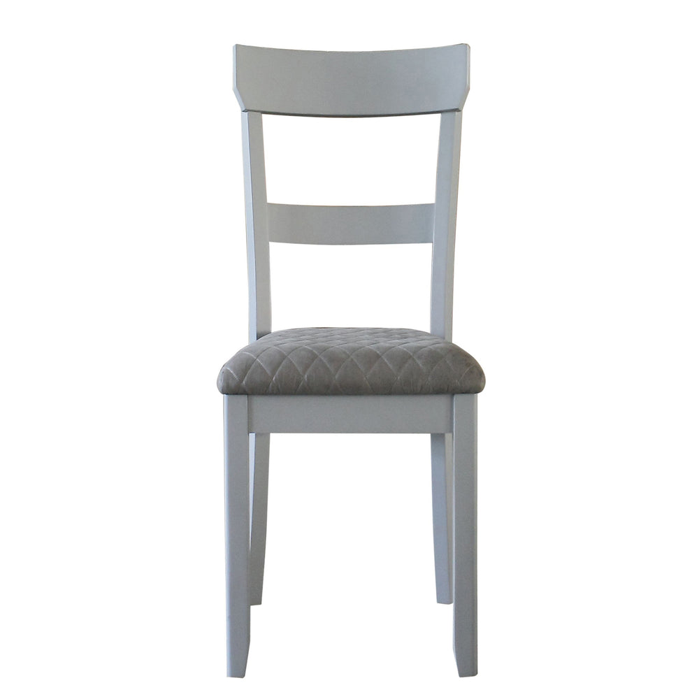 English Elm Two Two Tone Grey Ladder Back Side Chairs Set of 2 – Pearl Grey Upholstered Seats, Tapered Legs, Diamond Pattern (41.5"H) B062P182718
