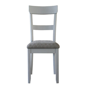 English Elm Two Two Tone Grey Ladder Back Side Chairs Set of 2 – Pearl Grey Upholstered Seats, Tapered Legs, Diamond Pattern (41.5"H) B062P182718
