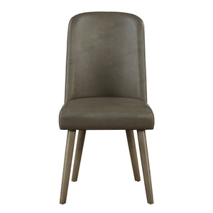 English Elm Grey Grey Oak Upholstered Side Chairs (Set of 2) — Mid-Century Modern Faux Leather, Padded Comfort, Solid Acacia Design B062P182728