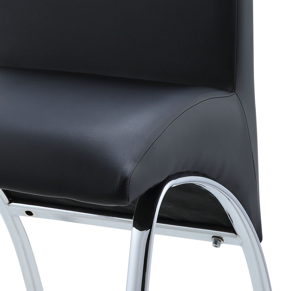 English Elm Black Armless Solid Back Side Chair Set of 2 — Sleek Black Faux Leather Seating with Chrome Curved Legs, Modern Comfort and Style B062P182721