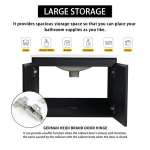 English Elm 24'' Floating Wall-Mounted Bathroom Vanity With Ceramic Sink, Soft-Close Doors & Modern Design P5 W999S00173-GIGA