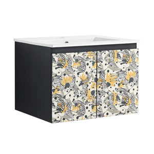 English Elm 24'' Floating Wall-Mounted Bathroom Vanity With Ceramic Sink, Soft-Close Doors & Modern Design P4 W999S00175-GIGA