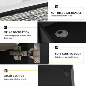 English Elm 24'' Floating Wall-Mounted Bathroom Vanity With Ceramic Sink, Soft-Close Doors & Modern Design P3 W999S00171-GIGA