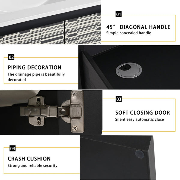 English Elm 24'' Floating Wall-Mounted Bathroom Vanity With Ceramic Sink, Soft-Close Doors & Modern Design P3 W999S00171-GIGA