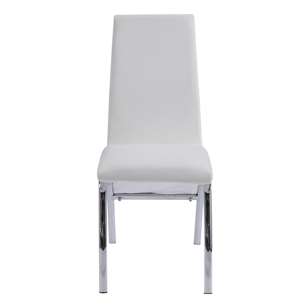 English Elm White White and Chrome Armless Solid Back Side Chair Set of 2 — Faux Leather Seating, Sleek Metal Legs, Modern Elegance B062P182720
